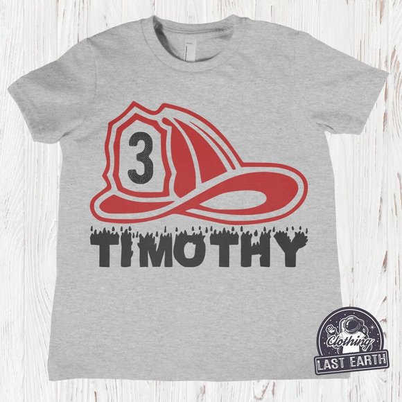 Firefighter Birthday Shirt Personalized Firefighter Gifts for Boys Girls Party - Picture 2 of 2